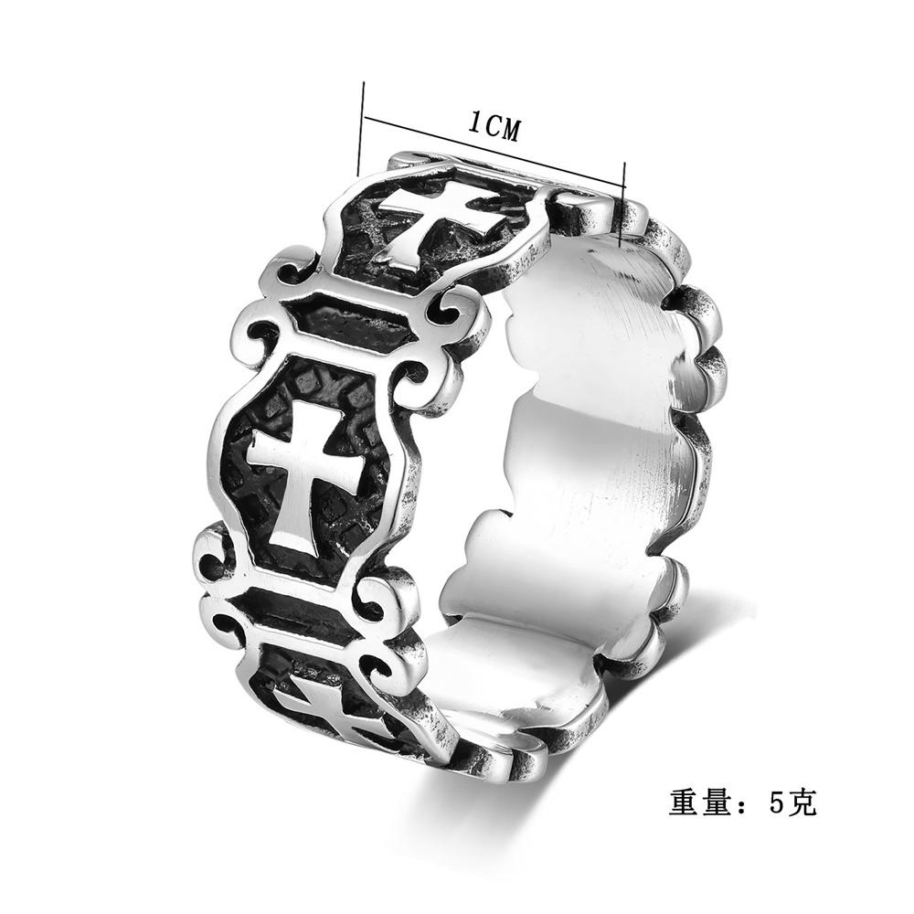Cross Solid Ring 316L Stainless Steel Jewelry Punk Polishing Biker Ring Size 7-13 7 серебряный