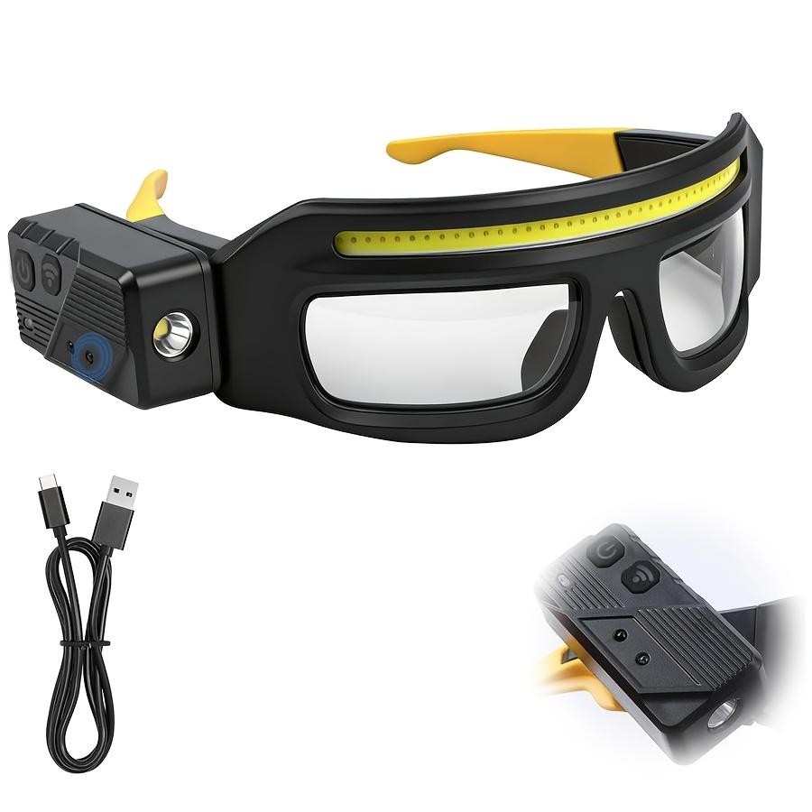 Akumulatorowe Okulary Czołówka LED z Czujnikiem Ruchu i Sterowaniem Dotykowym, 5 Trybów, 350–500 Lumenów, Ładowanie USB-C, Design Wolne Ręce