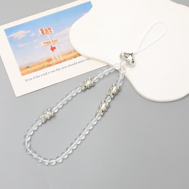 Crystal Beaded Bear Phone Chain DIY Phone Case Hanging Rope Love Pendant