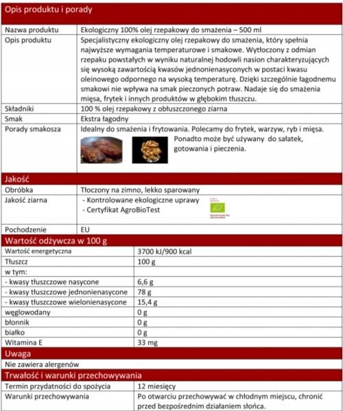 Olandia nerafinovaný řepkový olej 500 ml