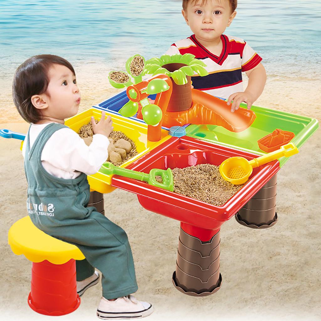 & Table Outdoor Garden Sandbox Set Play Table Kids Summer Beach Toy