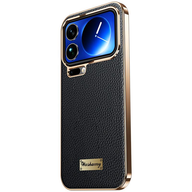 Applicable Xiaomi 17promax mobile phone case all-inclusive 17por anti-drop xiaomi17pro electroplated business leather case