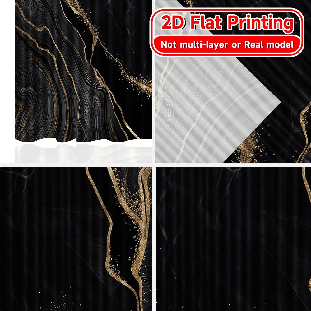 2 Stück 2D-Flachdruck-Vorhänge (Ohne Stange) Goldene Adern Weihnachten Festival Schick Druck Vorhänge Vielseitige Polyester Vorhänge