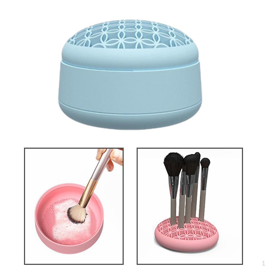 Brush Cleaner Mat Brushes Cleaning Tool Organizer Cosmetic Storage Box Makeup for