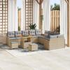 vidaXL 13-piece Garden Sofa with Cushions Beige Poly Rattan Acacia, vidaXL 2-seater Garden Sofa with Storage 3364272