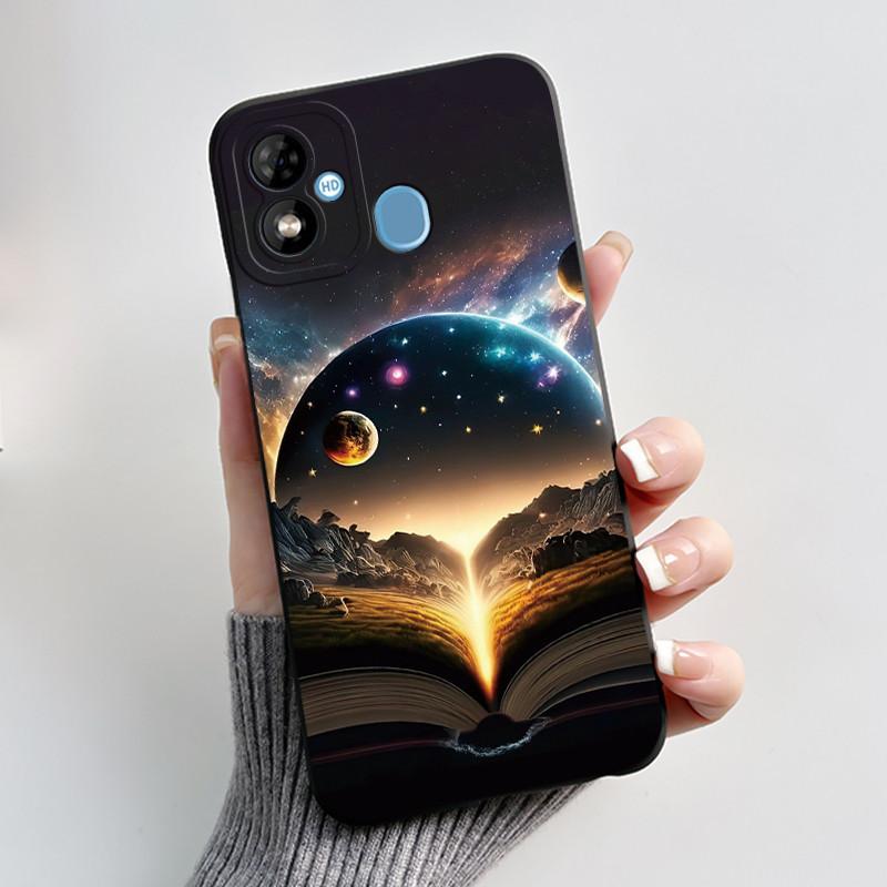Phone Case For Itel A33 Plus Bumper Soft Silicone Jelly Black Case Aesthetic Popular Pattern Flower Lotus Shockproof Cover