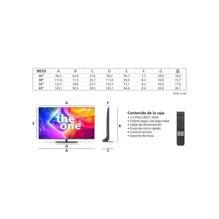 Philips The One Ambilight QLED 43" 43PUS9010 UltraHD 4K Dolby Vision Dolby Atmos Titan OS