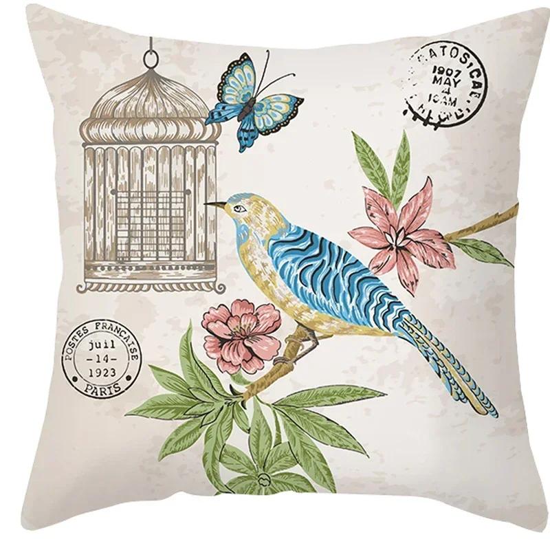 45x45cm Hot Selling Flower Ink Painting Polyester Pillowcase Cushion Cover Sofa Cushion Cover Home Pillowcase Decoration