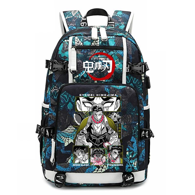 Demon Slayer Anime Print School Backpack Large Capacity Travel Bookbag for Boys Girls Kids Student