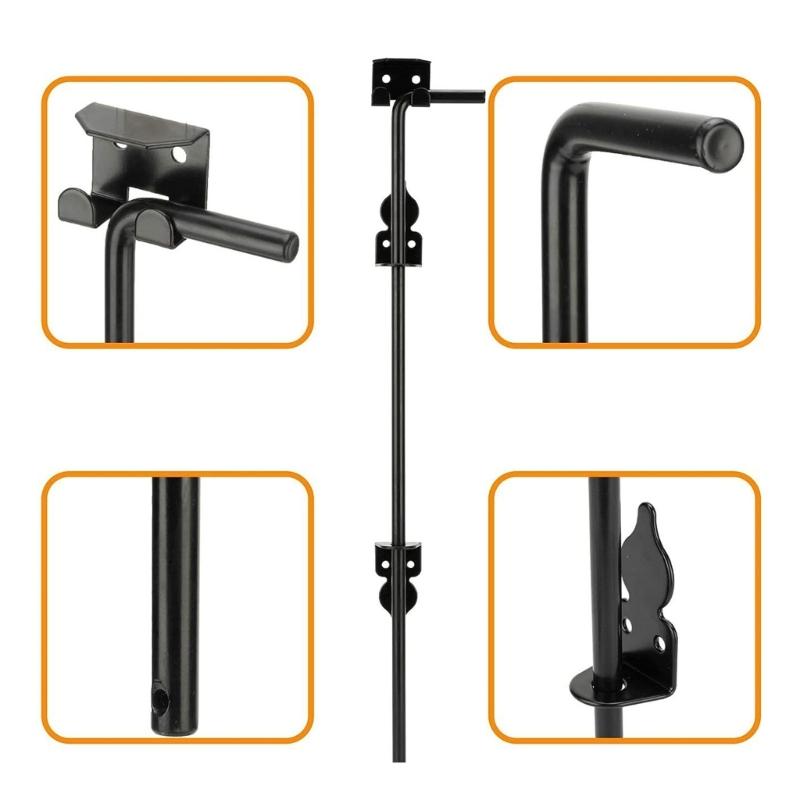 2 Pack Practical 12Inch Portable Sturdy Cane Bolts for Double Door Stability and Security in Wood PVC Vinyls Metal Gate