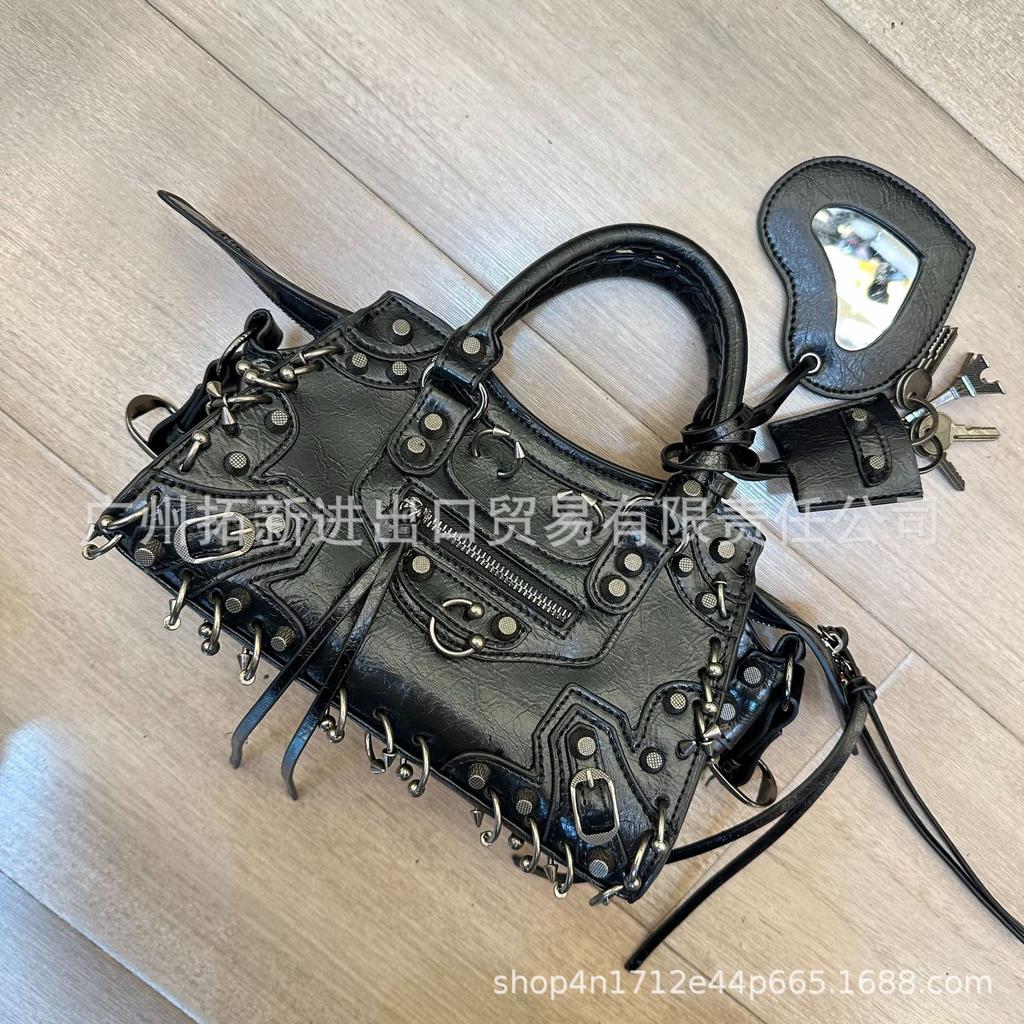 Trendy Rhinestone Tassel Crossbody Motorcycle Bag for Women