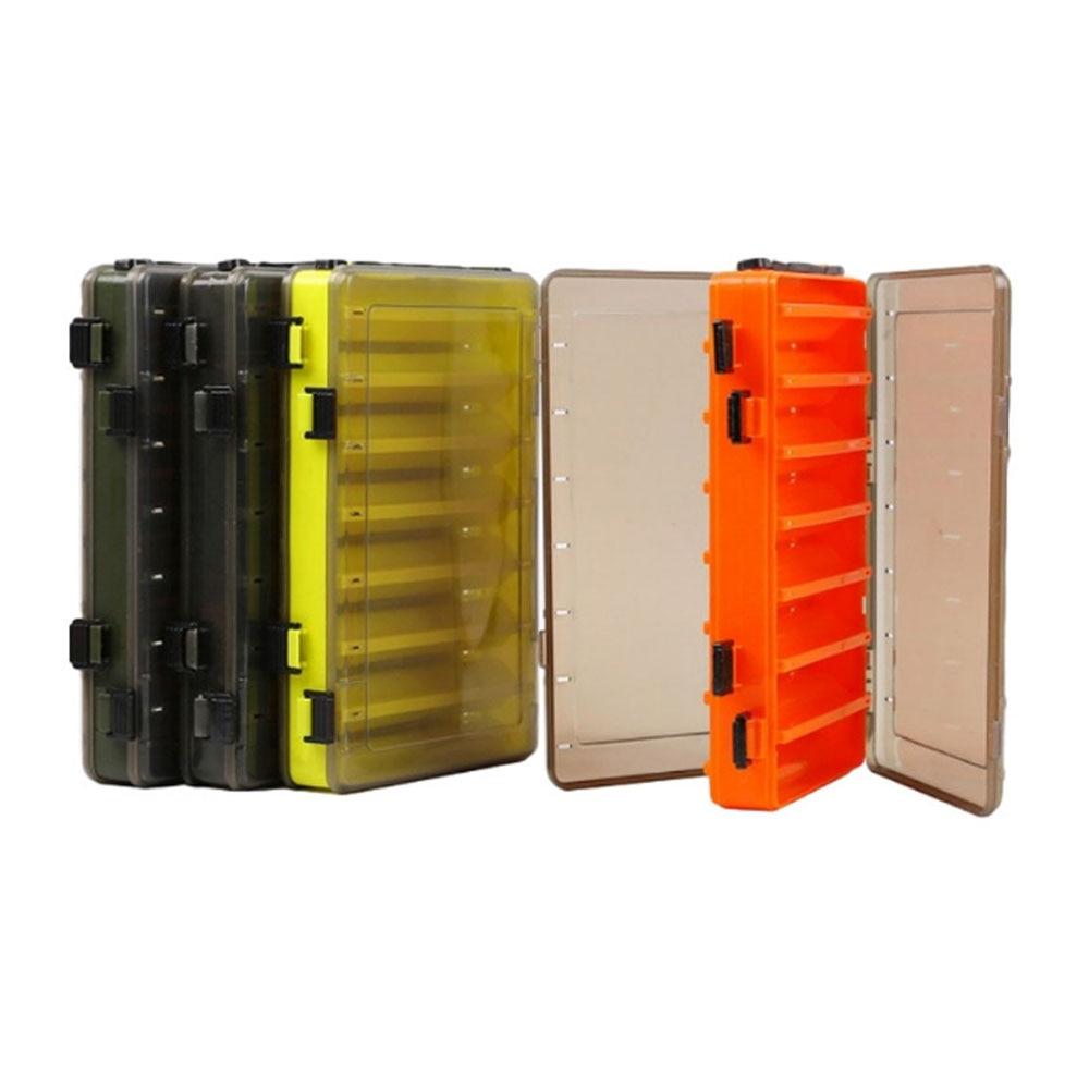 Angelbox mit 14 Fächern, Angelzubehör, Köderhakenboxen, Aufbewahrung, doppelseitig, hochfest, Angelköder-Tackle-Box