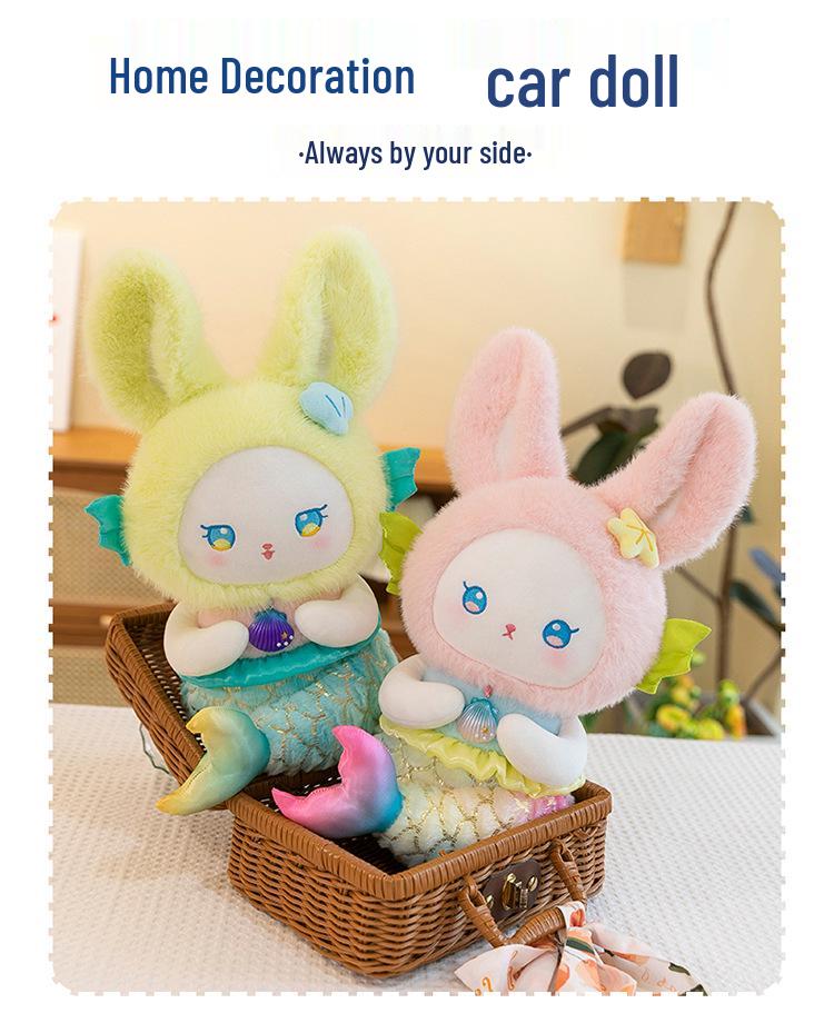 Colorful Mermaid Rabbit Plush Toy Pillow, Creative Gift for Girls