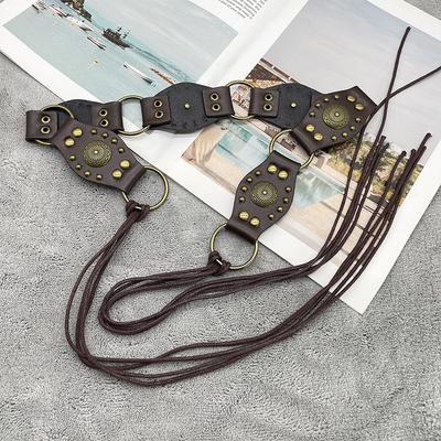 American Retro Rivet Metal Buckle Belt Women'S Spliced Belt Millennial Spicy Girl Y2K Design Sense Strap Waist Rope