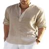 Maglietta da Uomo in Lino a Maniche Lunghe Moda Maglia Intima Larga Tinta Unita Manica Lunga Camicia in Cotone e Lino Uomo