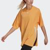 Adidas Oversized Striped Print Tee With Round Neck And Short Sleeves Women Tops Orange H65062