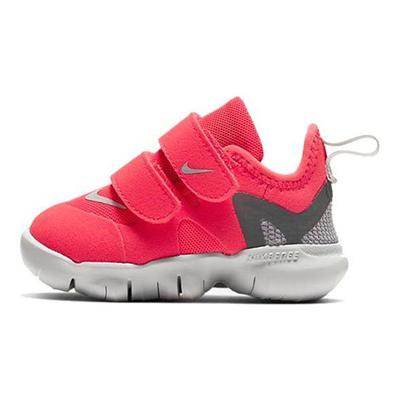 Free RN 5.0 Laser Crimson Round Head Velcro Durable Breathable Low Top Walking Shoes Baby Shoes Deep-Pink AR4146-610