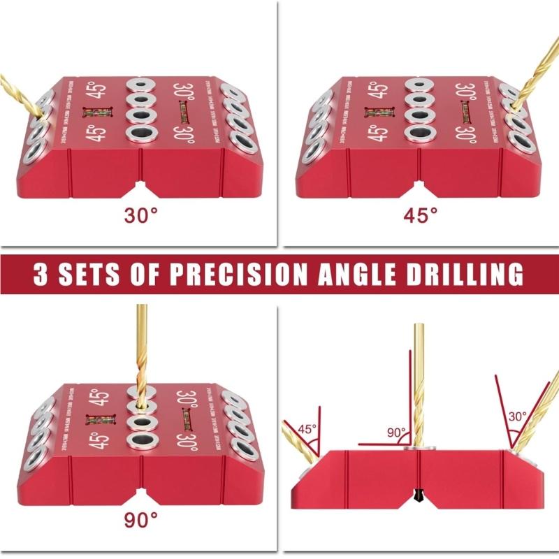 Aluminum Alloy Cable Railing Drill Guide Jig With 30 45 90 Degree Angles For Wooden Stair Railings And Deck Posts