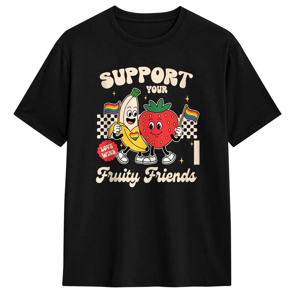 Support Your Fruity Friends Lgbtq Tolerance Rainbow Flag T Shirt Unisexs Classic Tshirts Summer Crew Neck Harajuku Tee Shirt