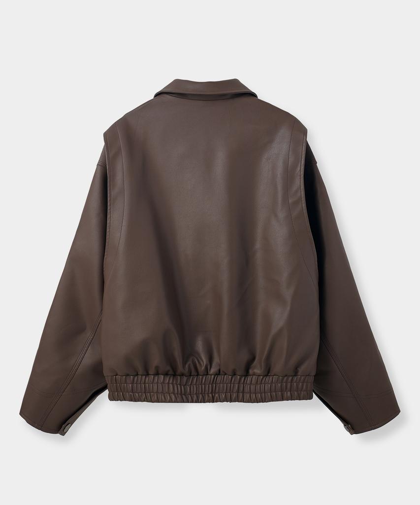 Euggen 2Way Pu Minimal Leather Jacket_Brown