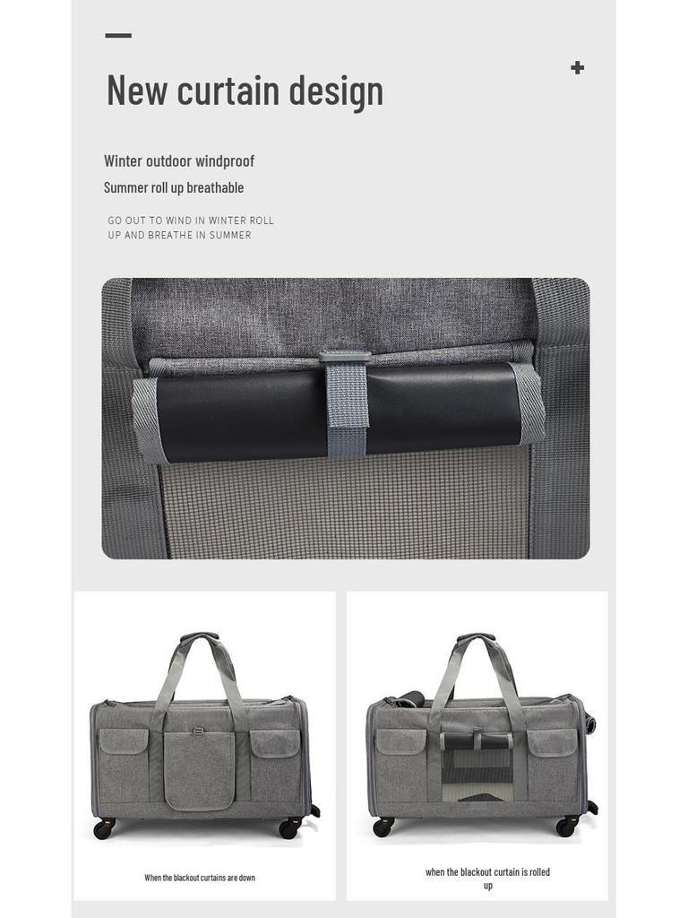 Portable Cat Trolley with Detachable Wheels – Breathable, Foldable, and Spacious Pet Carrier