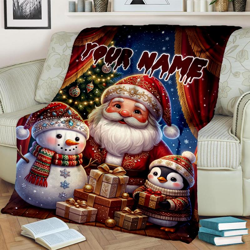 1PC Custom Name Christmas Magic Night blanket versatile,all-season throw suitable for the living room,bedroom,camping,travel,and gift