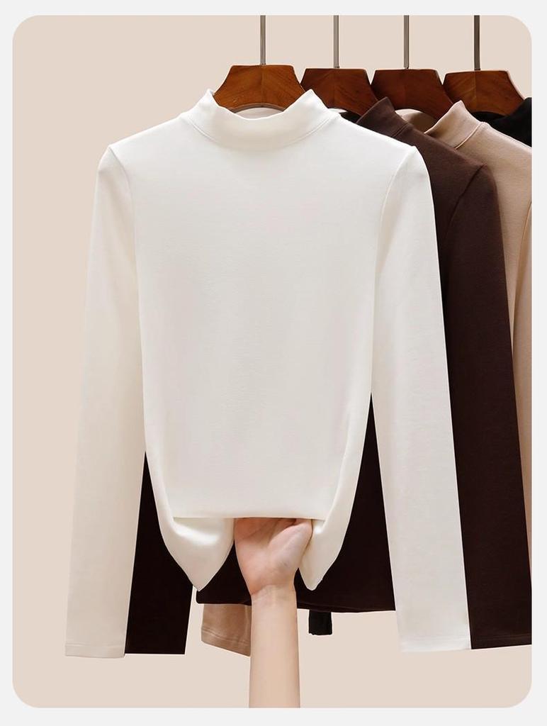 Women's Slim-Fit Half-High Collar Fleece Top for Fall/Winter 2025