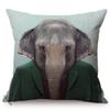 Nordic Animal Portrait Art Sofa Decorative Pillow Case Funky Cow Bear Rabbit Elephant Wear Clothes Style Cushion Cover Cojines