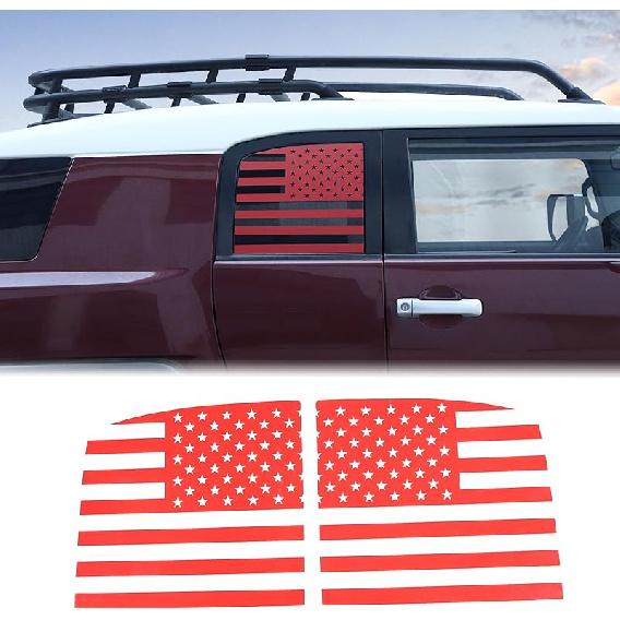 Aunginsy Rear Seat Side Window American Flag Window Decal Sticker Compatible with Toyota FJ Cruiser 2007-2024 Car Tailgate Side Window Sticker Decal