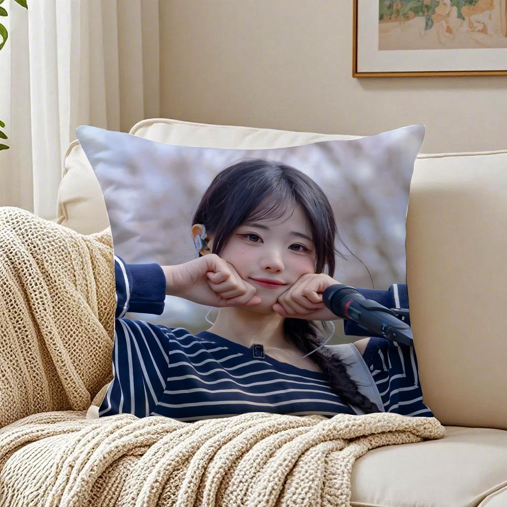 Idol Kpop QWER HHina Cushion Cover Pillowcase Antidustmite Living Room Sofa Decor Cushion Room