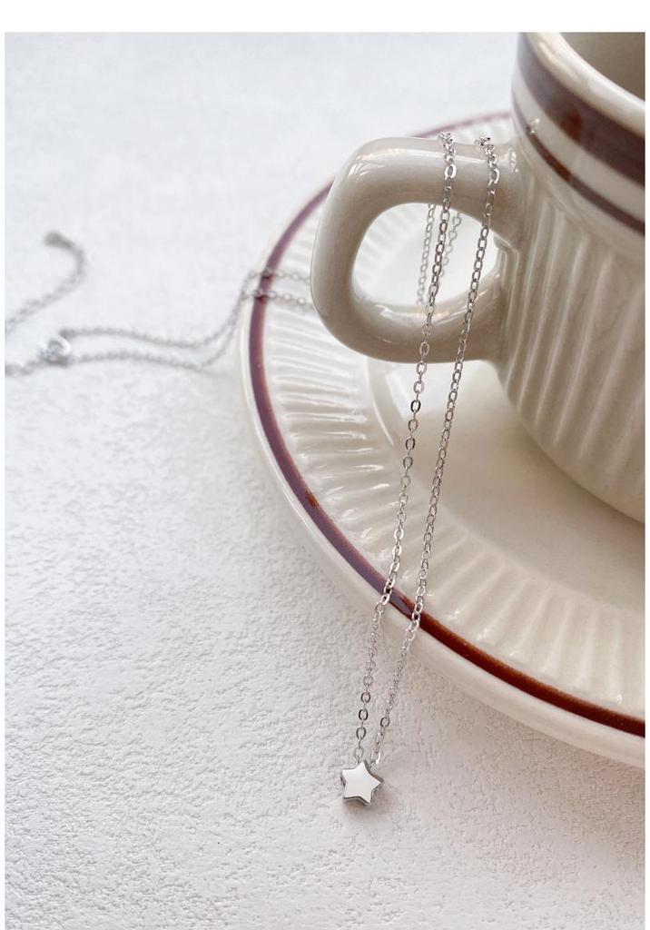 S999 Sterling Silver Five-Pointed Star Clavicle Necklace for Women - Simple Luxury Design