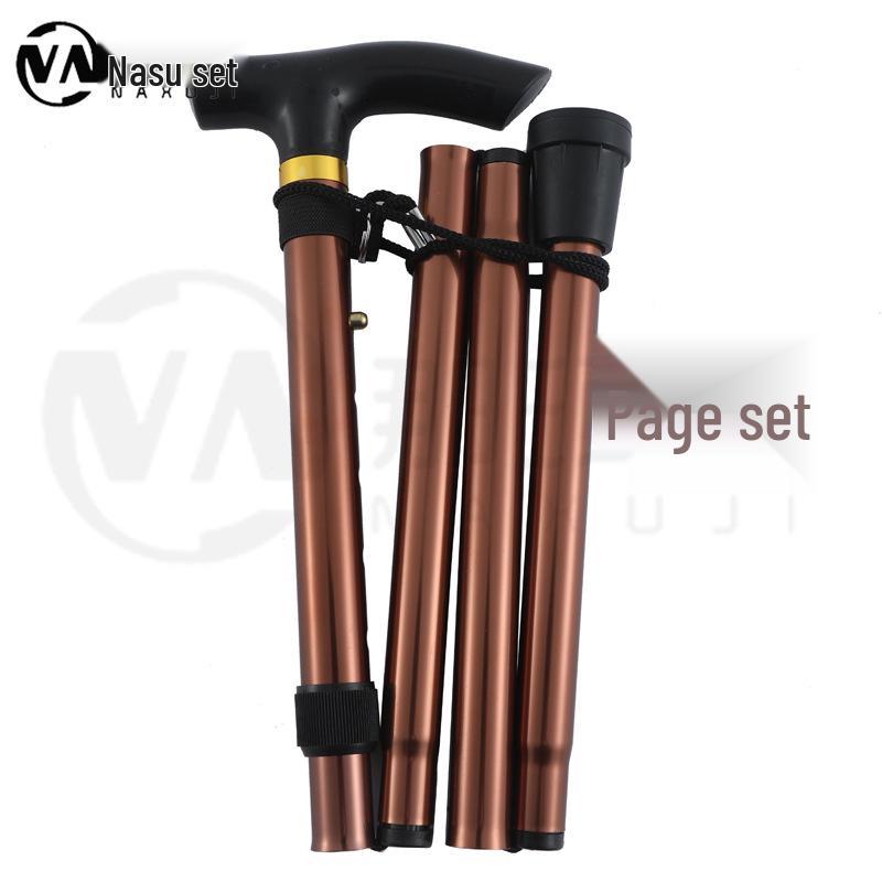 

Регулируемая складная трекинговая палка из алюминиевого сплава для пожилых - Нескользящая, легкая трость для ходьбы темно-коричневого