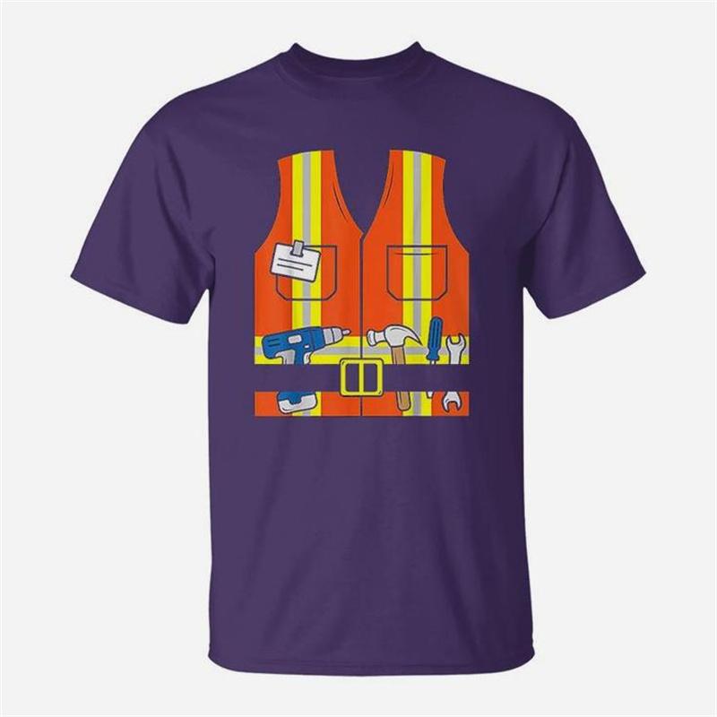 3D Bauarbeiter Orange Warnweste Grafik T-Shirt für Unisex Kleidung Sommer Lässig Unisex Oberteile T-Shirts Mode T-Shirt
