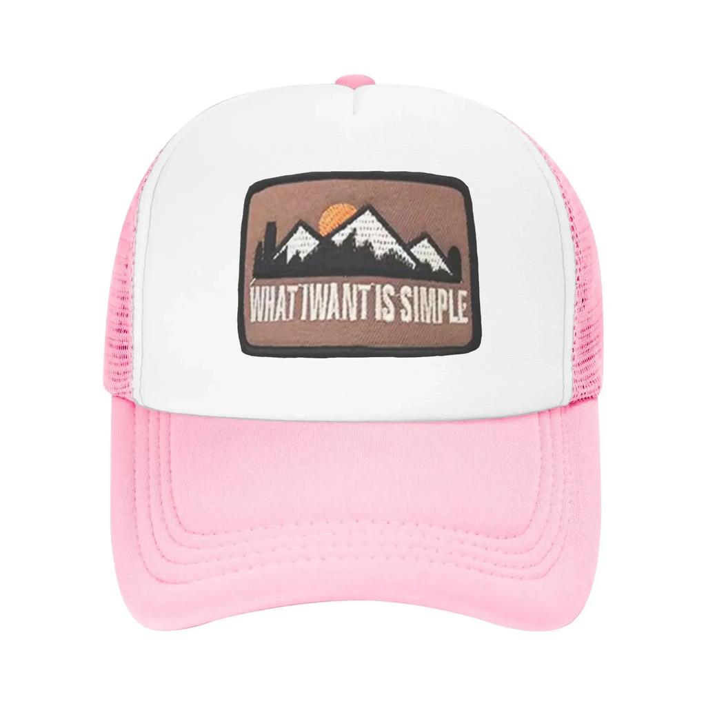 Druck Sonnenuntergang Berg Was ich will ist einfach Mädchen Individuell Netz Baseballkappen Damen Frühling Männlich Strand Papa Hut Snapback Kappe