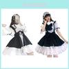 Charmantes Lolita-Kleid Dienstmädchen-Uniform-Outfit mit Tournüre, Schürze und Kopfschmuck für Cosplay