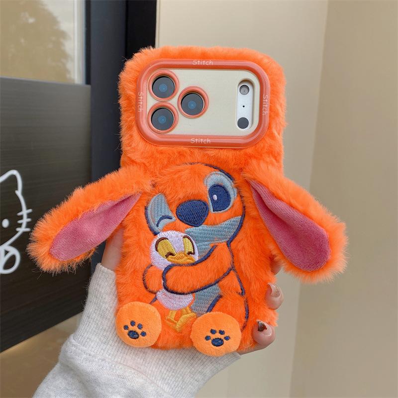 Cartoon Stitch Design Shockproof TPU Phone Cover with Stand Function for -Cute Ears
