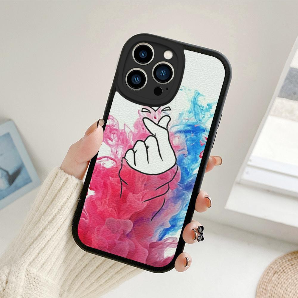For Iphone 14 Fingertip Love Phone Case for Iphone 14 13 11 12 Pro MAX 13 12 MiNi 7 8 14 Plus X XS XR Lambskin Protective Covers