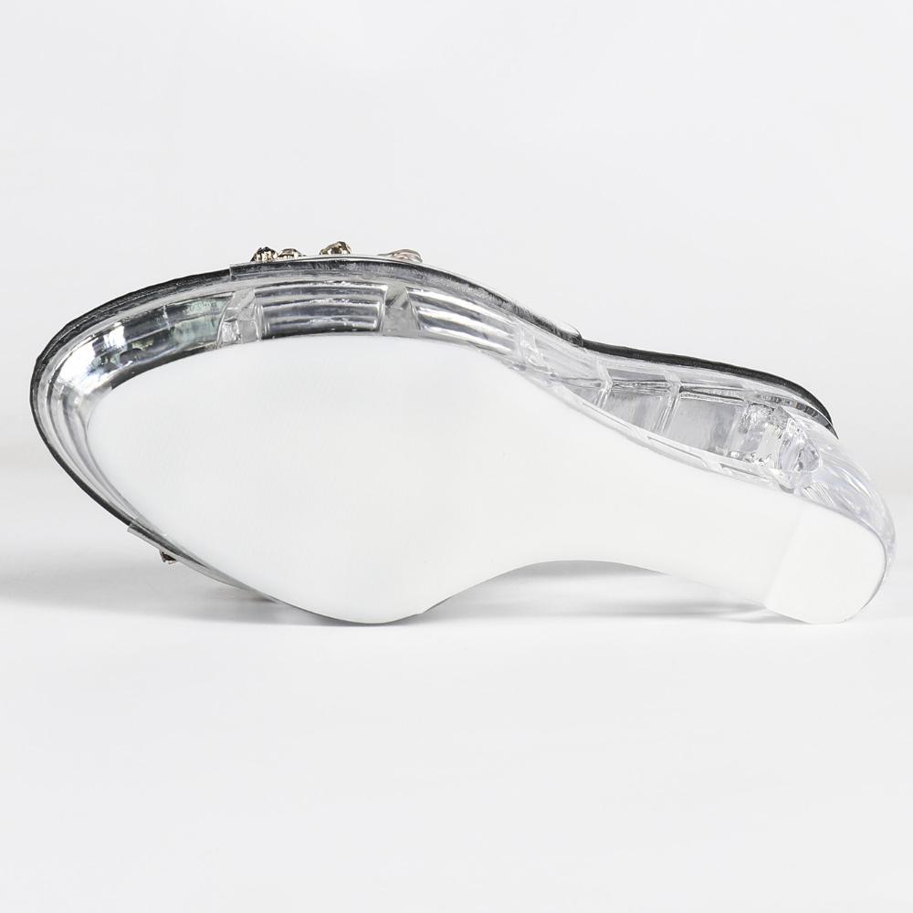 10.5CM 2026 New Round Toe Crystal Shoes, Transparent Chunky Super High Heels, Sexy Car Model Nightclub Footwear LFD-1108WG-H58