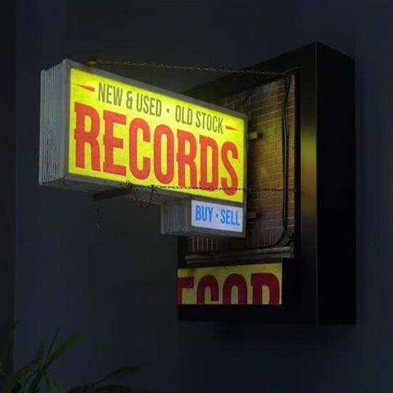 Record Store Wall Light Retro Wall Mounted Decorative Light Nostalgic Record Store Ornament Music-Themed Gift for Music Lovers Record Collectors