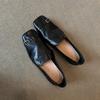 Retro British Style Leather Square Head Women's Design Sense Niche Flat-soled Small Leather Shoes
