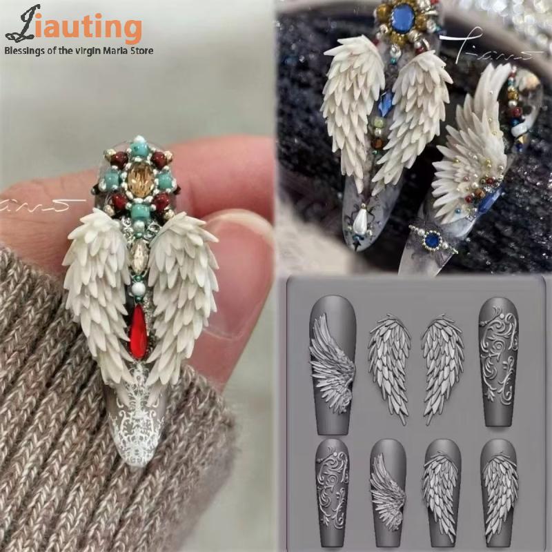 1 Stück Kawaii Schmetterlingsflügel Silikon Nägel Form Wiederverwendbare Schablonen Stempeln 3D DIY Design Nailart Teile Dekorationen Werkzeuge