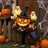 Illuminated Wizard Hat Pumpkin Solar Halloween Garden Stake Light, Waterproof LED Yard Decoration with Ground Plugs And Ghost, Outdoor Walkway