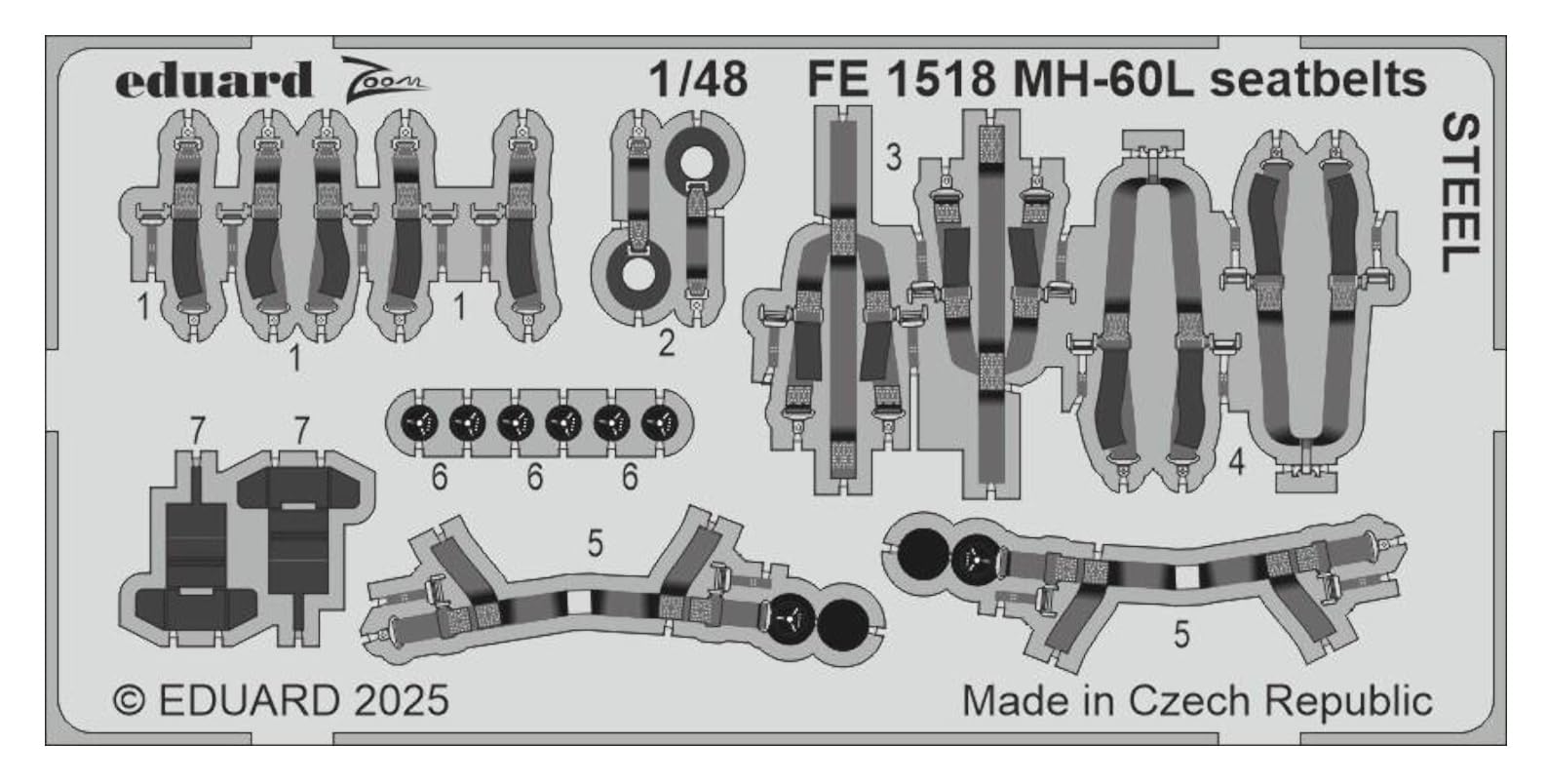 

Eduard 1/48 Серия Zoom MH-60L Ремни безопасности из нержавеющей стали (для ИКМ) Детали для пластиковой модели EDUFE1518 (Самолет)
