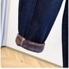 DIMANAF 2025 Autumn Winter Plus Size Jeans Thicken Flocking New Women Blue Vintage Cotton Denim Long Pants