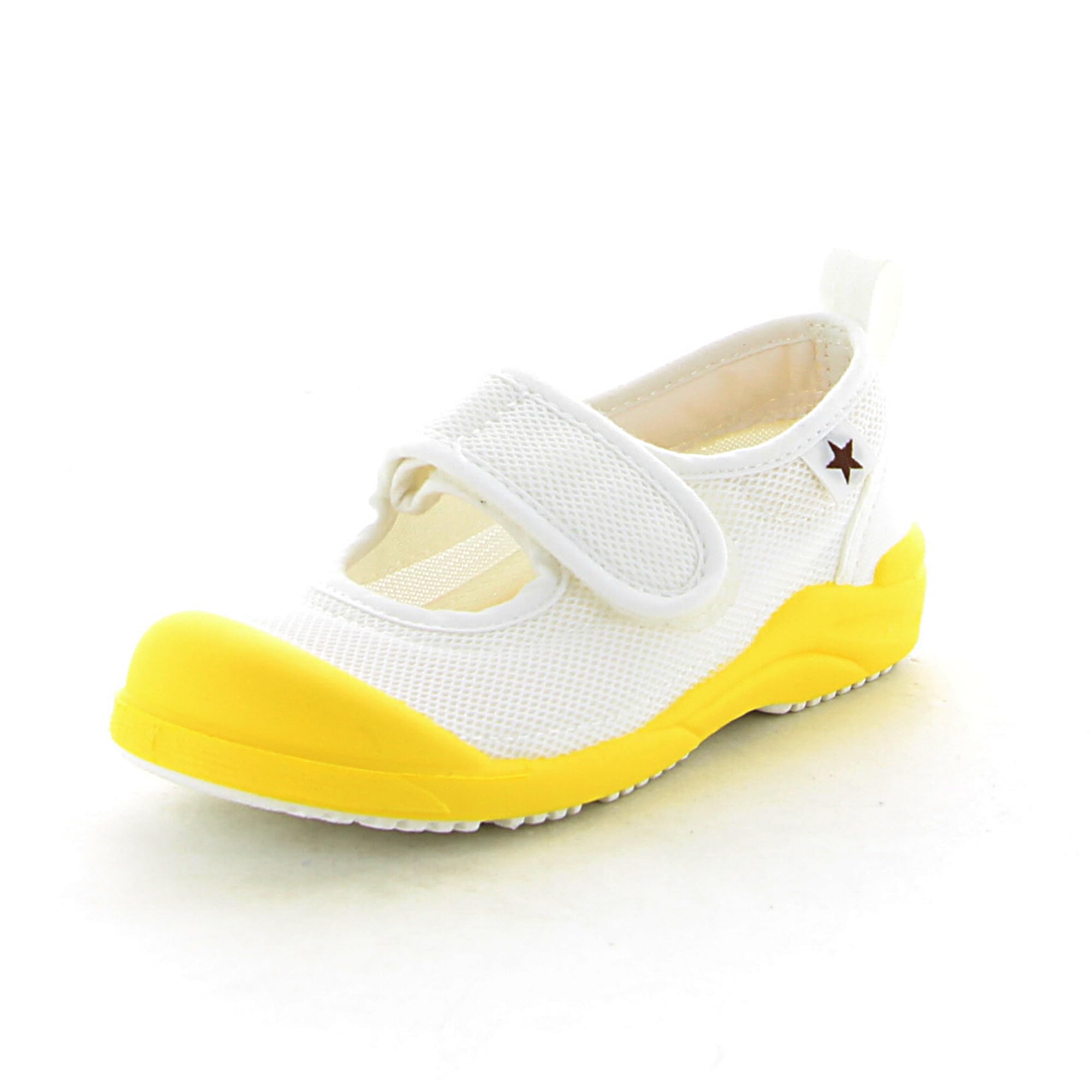 

Moonstar MS Little Star 02 Indoor Made in Magic Shock Sizes for Boys and 2E Shoes, Japan, Absorption, 14cm-21cm, 0.5cm Adjustable, Girls, Yellow,