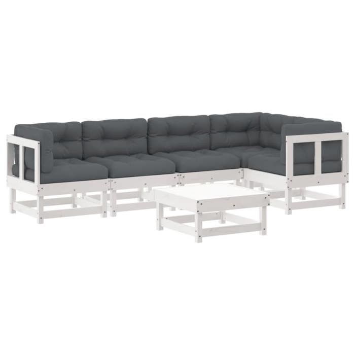 VidaXL Salon de Jardin avec Coussins 6 pcs, Canapés avec Dossier et Accoudoir, Ensemble de Meubles avec Table Basse Patio 3185984