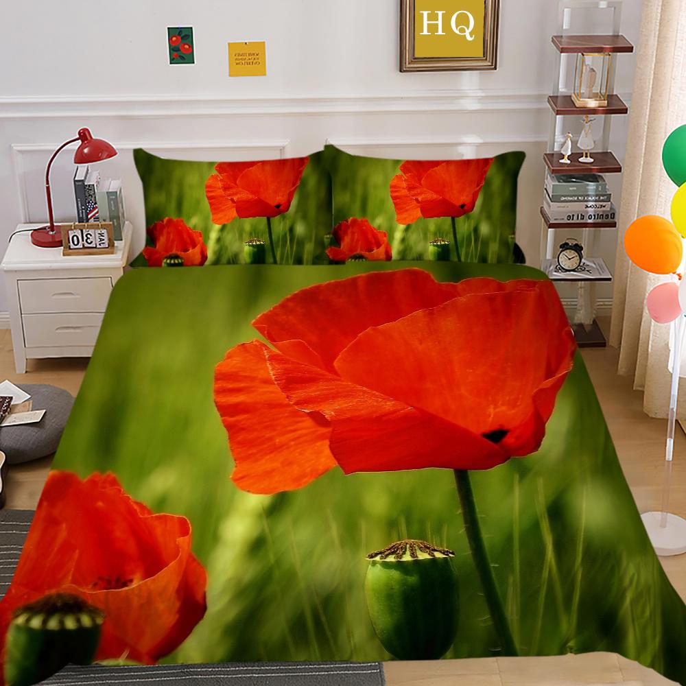 Flowers Printed Bed Clothes Double Size Polyester Bedspreads Gir Fashion High Ranking Home Bedclothes