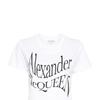 (WMNS) Alexander McQueen Logo T-Shirt 'White Black' Women's 781403-QZALT-0900