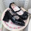 Leather Shoes for Women 2025 New Cute Round Head Single Shoe Fashion Bow Sweet Middle Heel Shallow Mouth Single Shoe