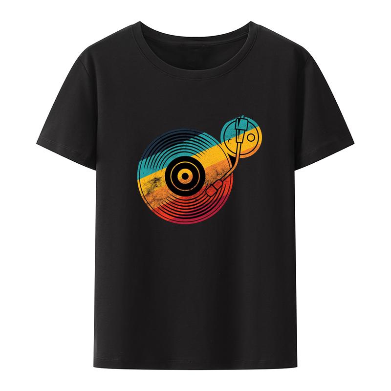 Vinyl Music DJ Record Prints Graphic Tops Camiseta Hombre O-neck Man Shor Sleeve T-shir T Shirt for Men Clothing Creative Print